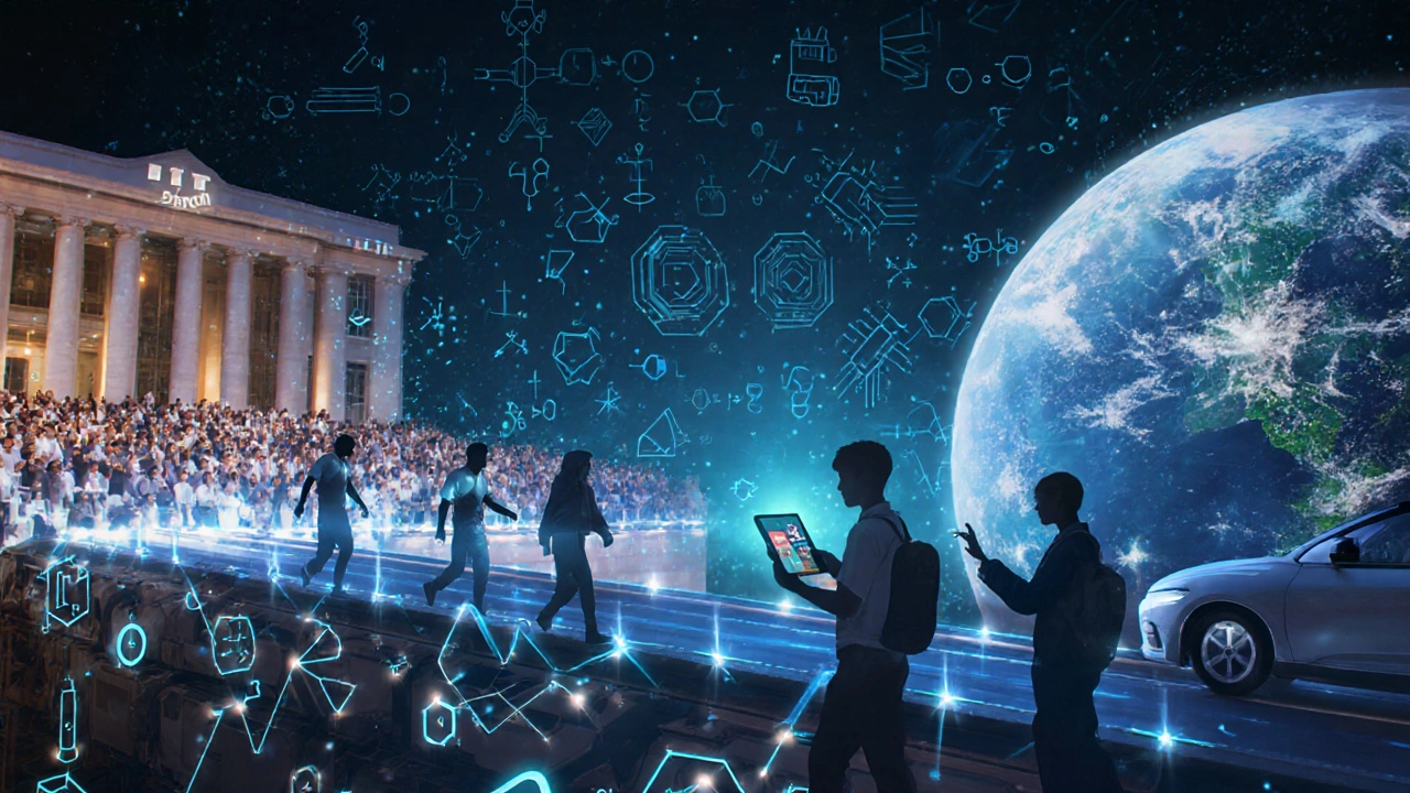 A symbolic bridge connecting IIT India to US innovation, representing global impact.