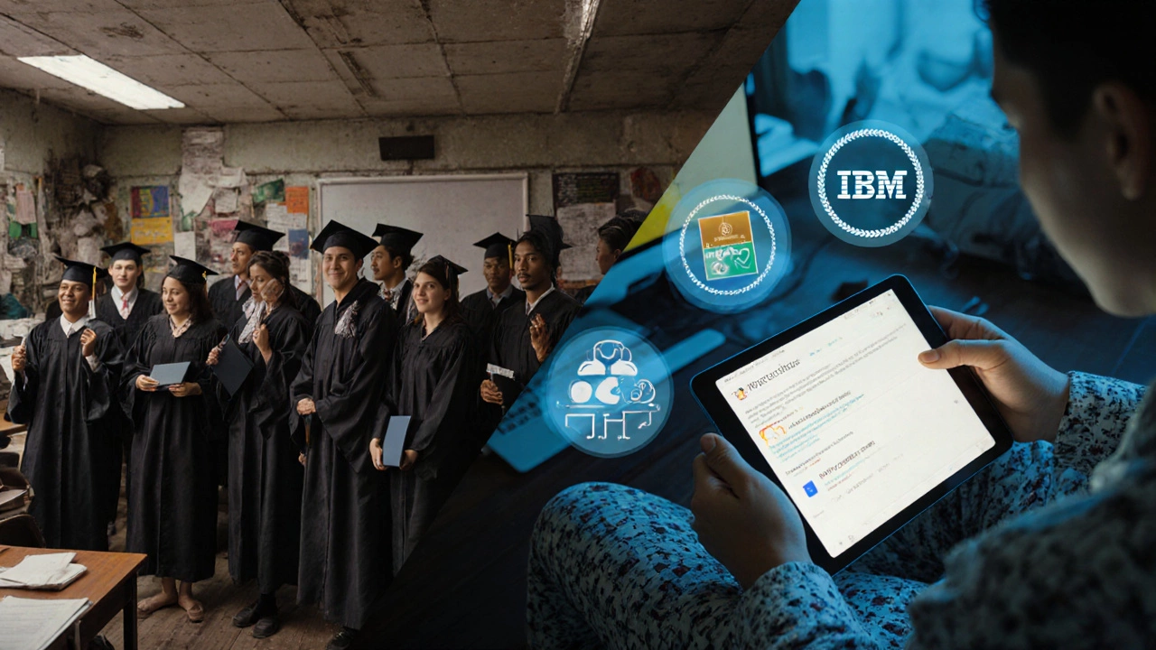 Contrast between traditional classroom and modern home-based certification learning