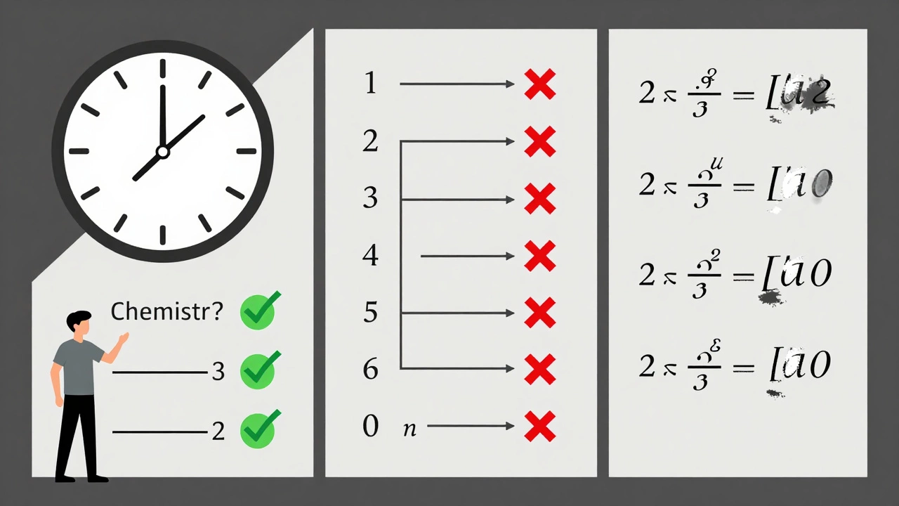 Comparison of time spent on JEE subjects with visual symbols for chemistry, physics, and math