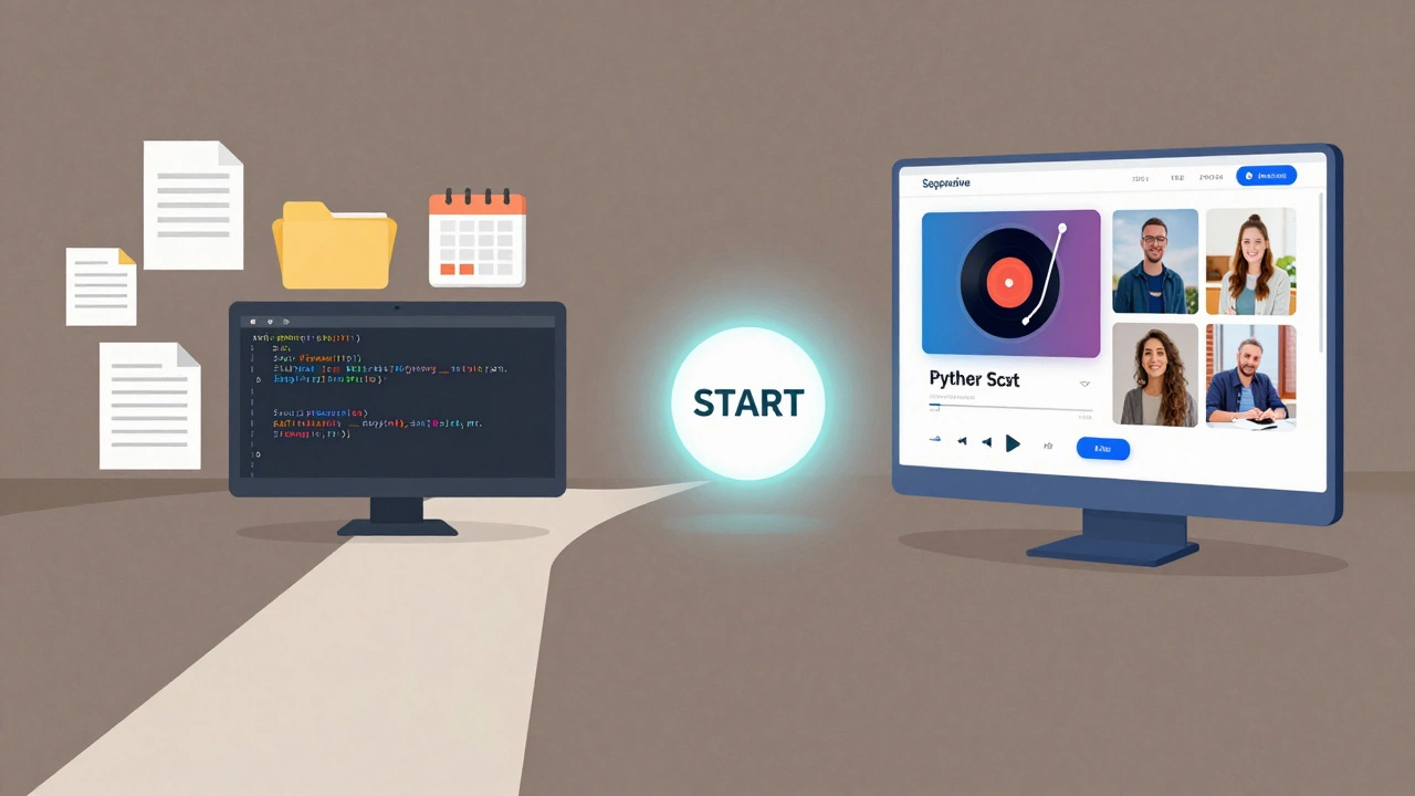 Two paths: Python automating files and JavaScript building interactive website.