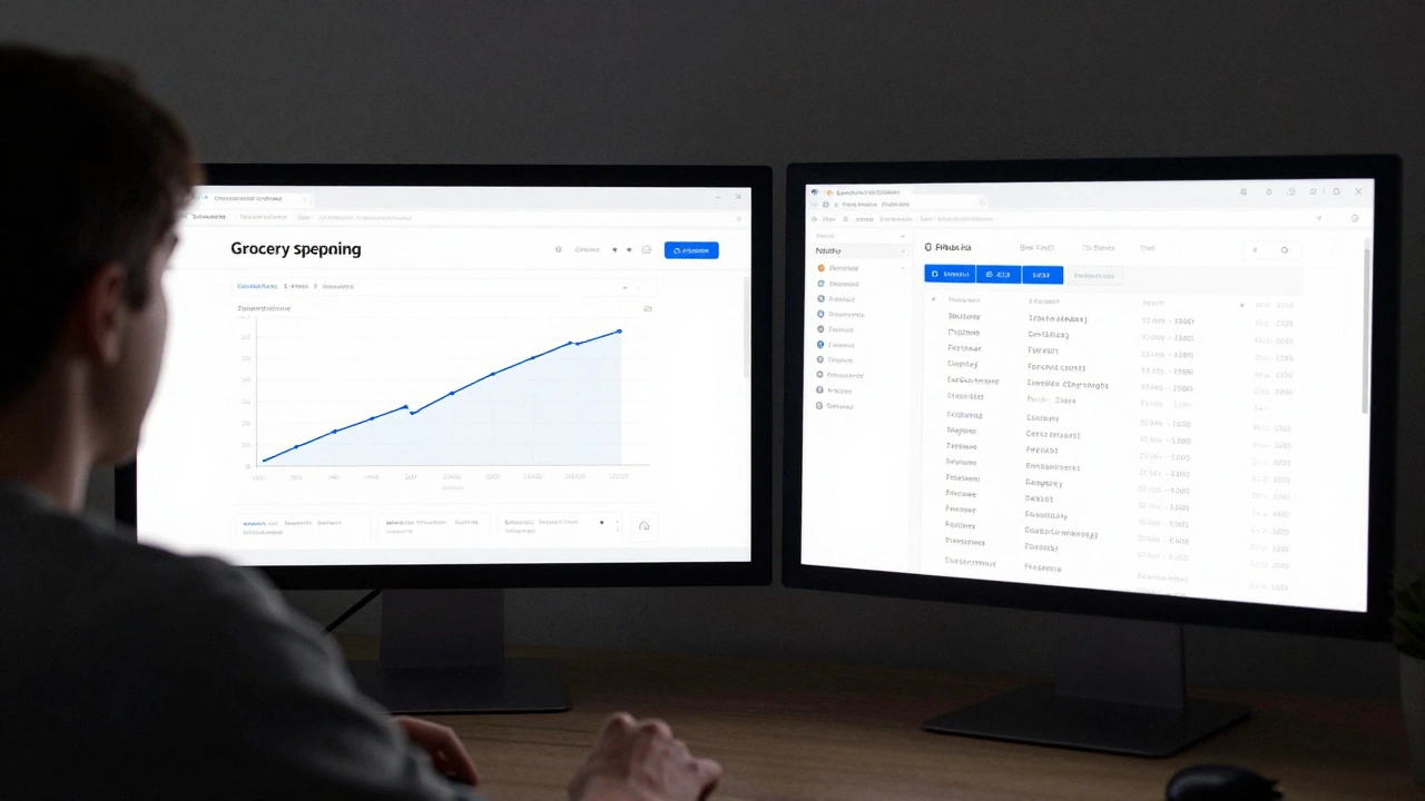 Dashboard showing automated spending analysis with GitHub repository visible.