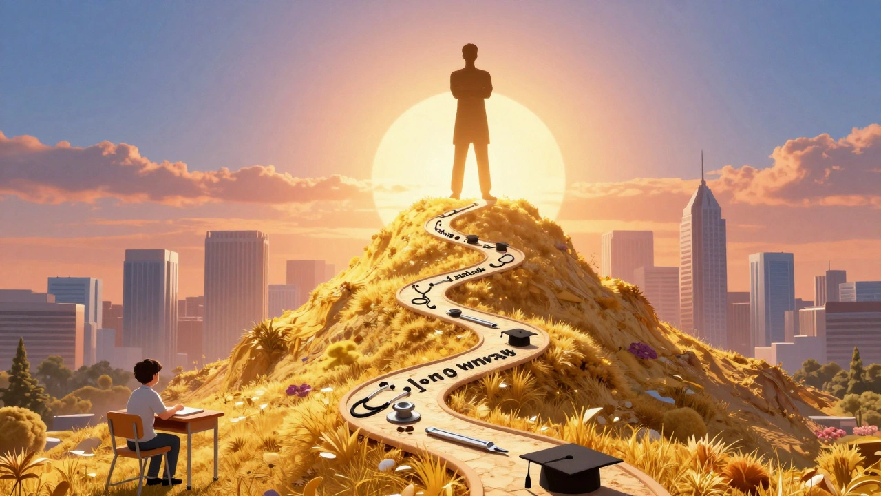 Conceptual path showing the journey from medical student to a successful top surgeon