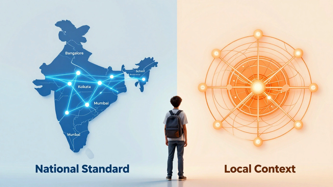 Student choosing between national CBSE network and local Delhi board education