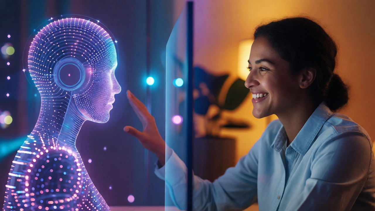 Visual metaphor combining AI avatar and human tutor for language learning