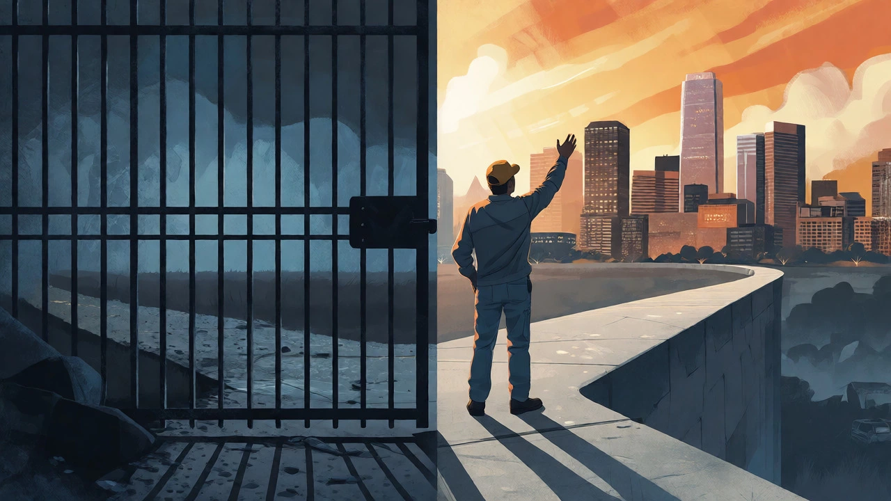 Conceptual art showing a path from restriction to opportunity for reentry